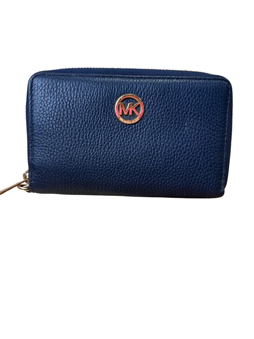 Michael Kors Fulton Multifunction Phone Wallet Navy Pebbled Leather